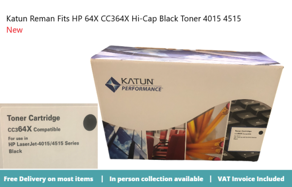 Katun Reman Fits HP 64X CC364X Hi-Cap Black Toner 4015 4515