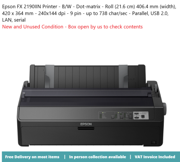 Epson FX 2190IIN - printer - B/W - dot-matrix