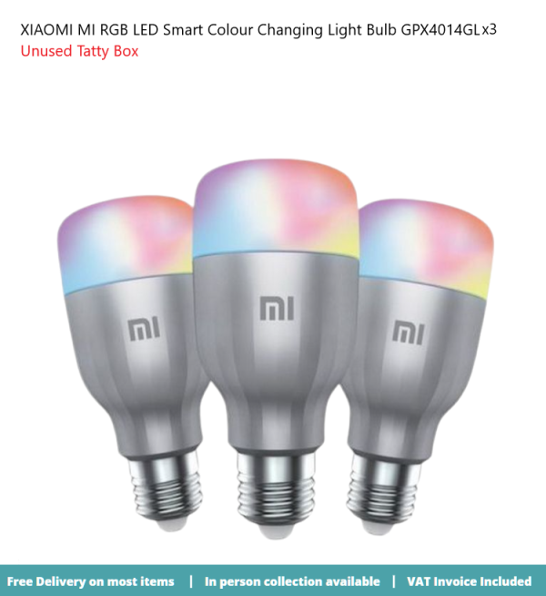 XIAOMI MI RGB LED Smart Colour Changing Light Bulb GPX4014GL x3