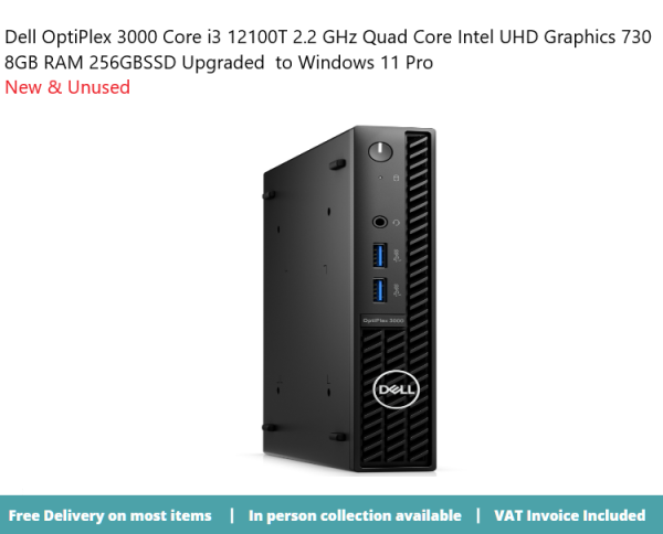 Dell OptiPlex 3000 Core i3 12100T 2.2 GHz 8GB RAM 256GB SSD W11P