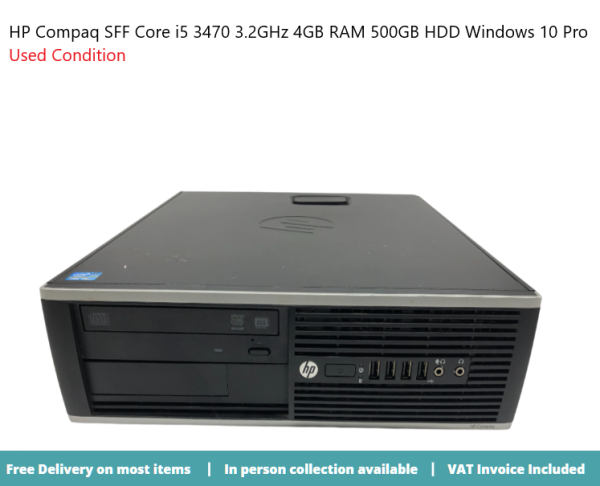 HP Compaq SFF Core i5 3470 3.2GHz 4GB RAM 500GB HDD Windows 10 Pro