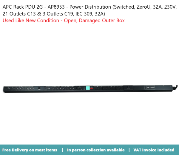 APC Rack PDU 2G, Switched, ZeroU, 32A, 230V, (21) C13 & (3) C19, Includes temperature and humidity monitoring