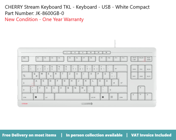 CHERRY Stream Keyboard TKL - Keyboard - USB - White Compact