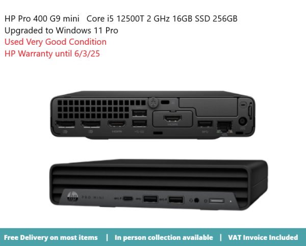 HP Pro Mini 400 G9 Ci5-12500T 16GB 256GB SSD W11 Pro