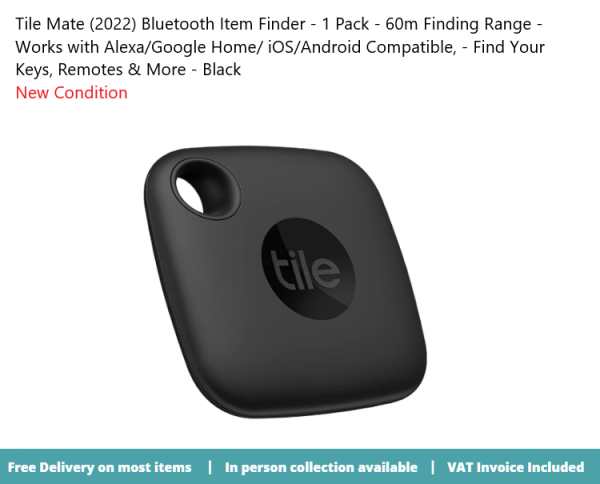 Tile Mate (2022) Bluetooth Item Finder - Alexa/Google/iOS/Android