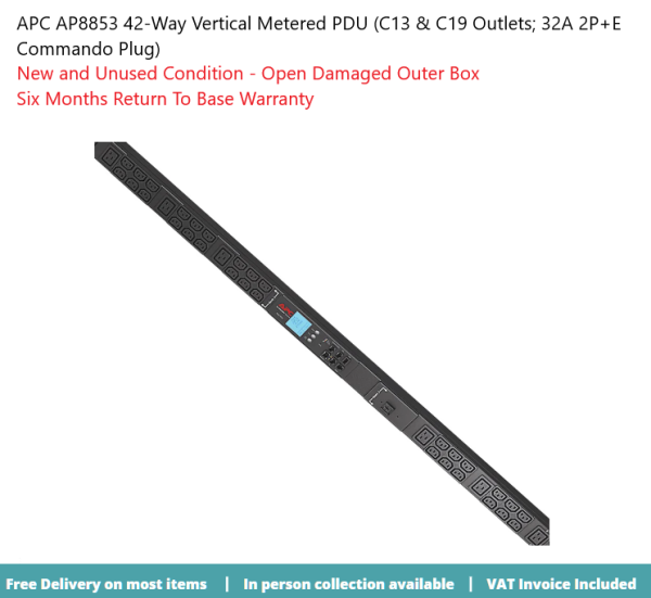 APC AP8853 42-Way Vertical Metered PDU (C13 & C19 Outlets; 32A 2P+E Commando Plug)