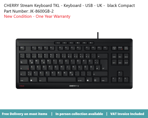 CHERRY Stream Keyboard TKL - Keyboard - USB - UK -  black Compact