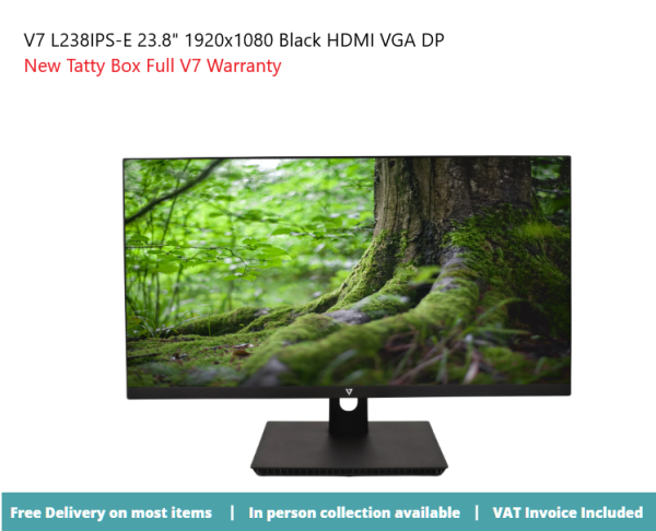 V7 L238IPS-E 23.8" 1920x1080 Black HDMI VGA DP