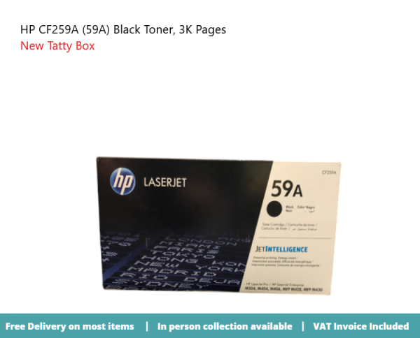 HP CF259A (59A) Black Toner, 3K Pages