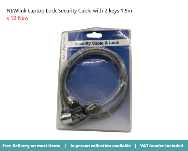 NEWlink Laptop Lock Security Cable with 2 keys x 10