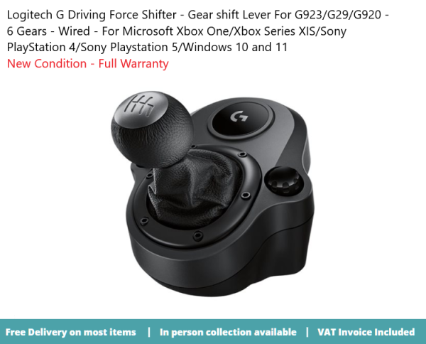 Logitech Driving Force Shifter - Gear shift lever - wired - For Xbox One/PlayStation 4/Playstation 5/Windows 10+11