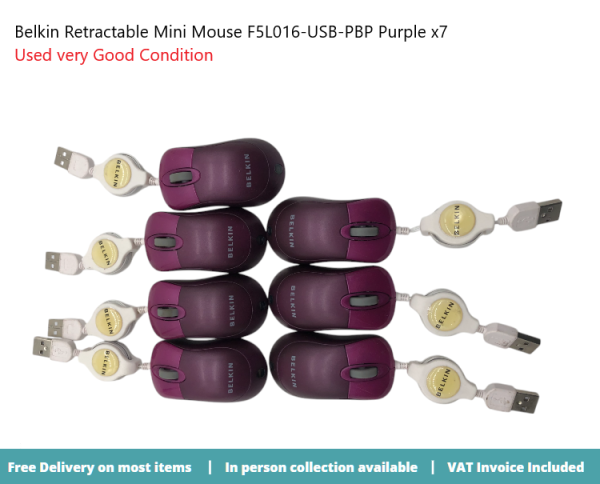 Belkin Retractable Mini Mouse F5L016-USB-PBP Purple x7