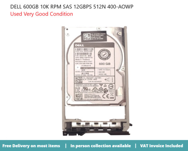 DELL 600GB 10K RPM SAS 12GBPS 512N 400-AOWP