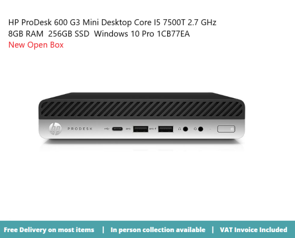 HP ProDesk 600 G3 Mini Desktop Core I5 7500T 2.7 GHz 8 GB 256GB 1CB77EA Windows 10 Pro