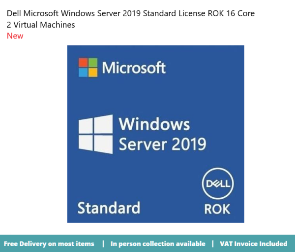 Windows Server 2019 Std (Dell ROK)16 Cores,2 Virtual Machine