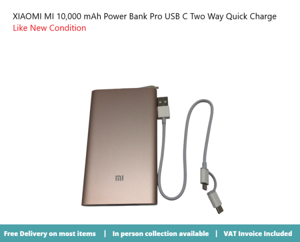 XIAOMI MI 10,000 mAh Power Bank Pro USB C Two Way Quick Charge