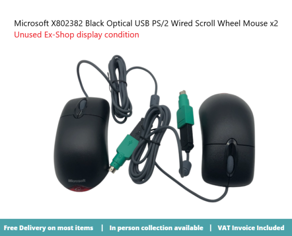 Microsoft X802382 Black Optical USB PS/2 Wired Scroll Wheel Mouse