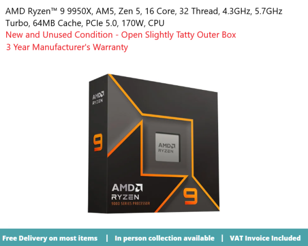 AMD Ryzen 9 9950X 16 Core AM5 CPU/Processor