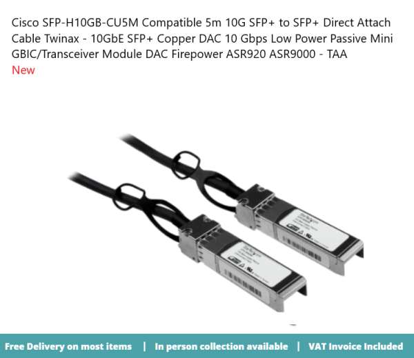 StarTech SFPCMM5M 5m SFP+ 10 Gigabit Ethernet (10GbE) Twinax Cable