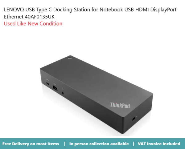 LENOVO USB Type C Docking Station for Notebook USB HDMI DP RJ45 40AF0135UK