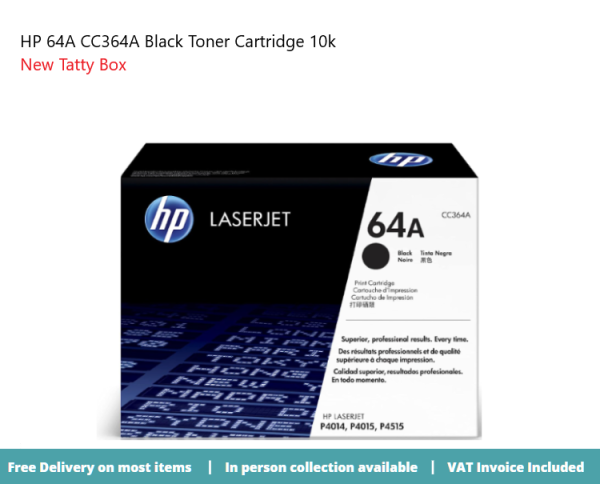 HP 64A CC364A Black Toner Cartridge 10k